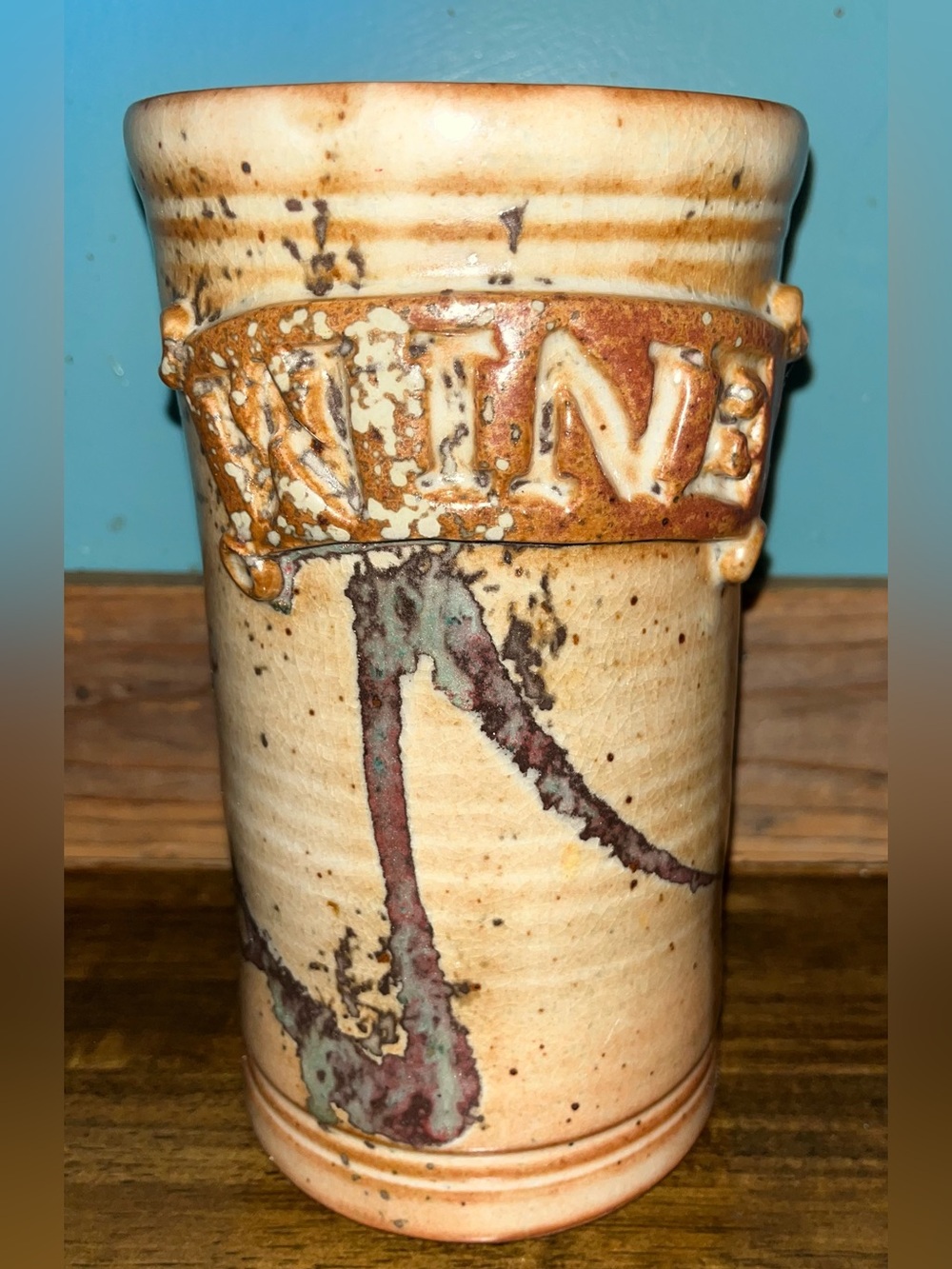 Handcrafted Wine Carafe in Cream and Brown